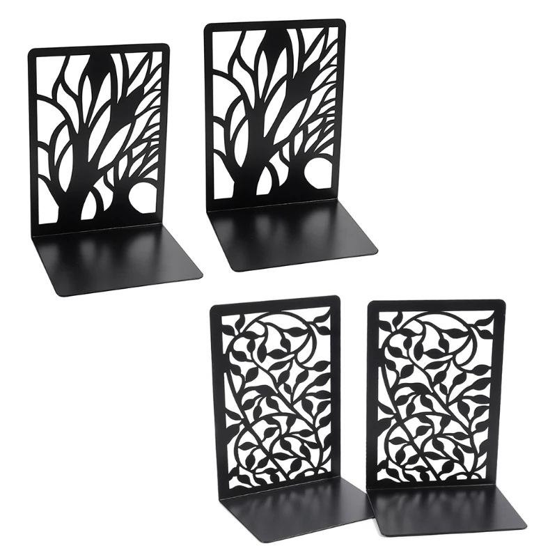 

2 Pcs Decorative Bookends File Holder for Creative Hollow-out Book Magazine Stands Desk Holder Gift for Studen