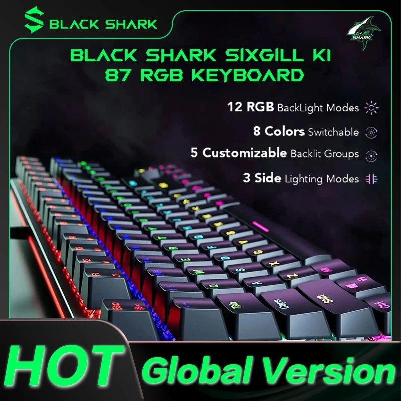Игровая клавиатура Black Shark BS-K1 RGB подсветка 87 клавиш механический TKL дизайн синий