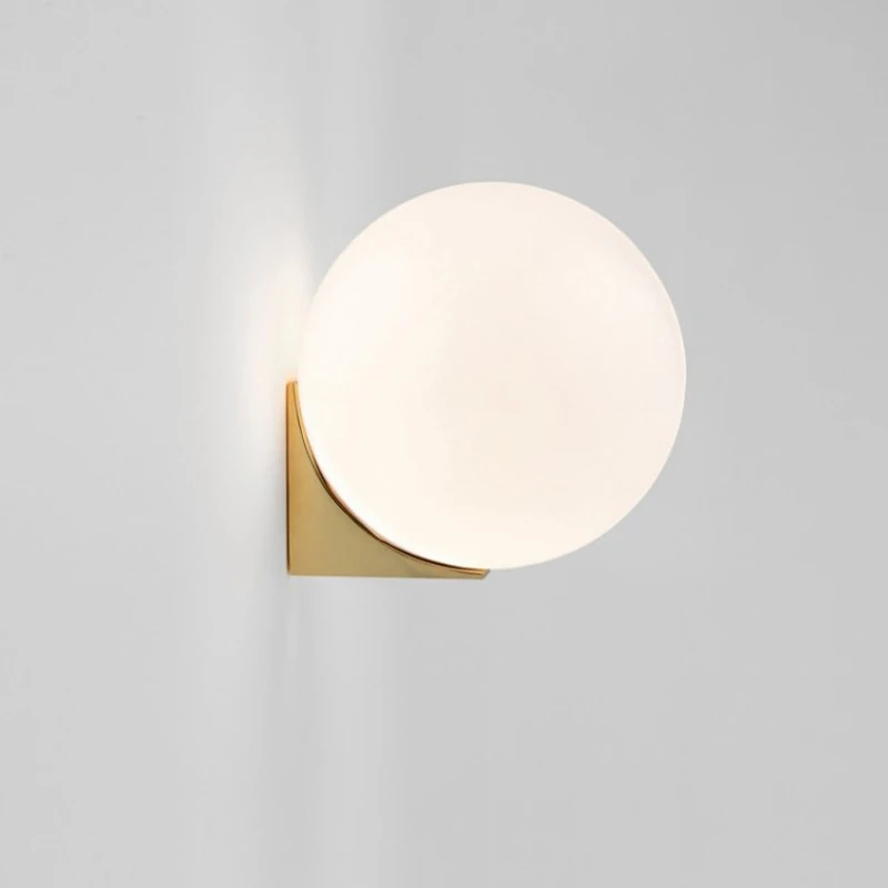 Nordic Milk White Glass Ball Wall Lamp Designer Creative Personality Simple Atmosphere Aisle Bedroom Bedside Wall Light