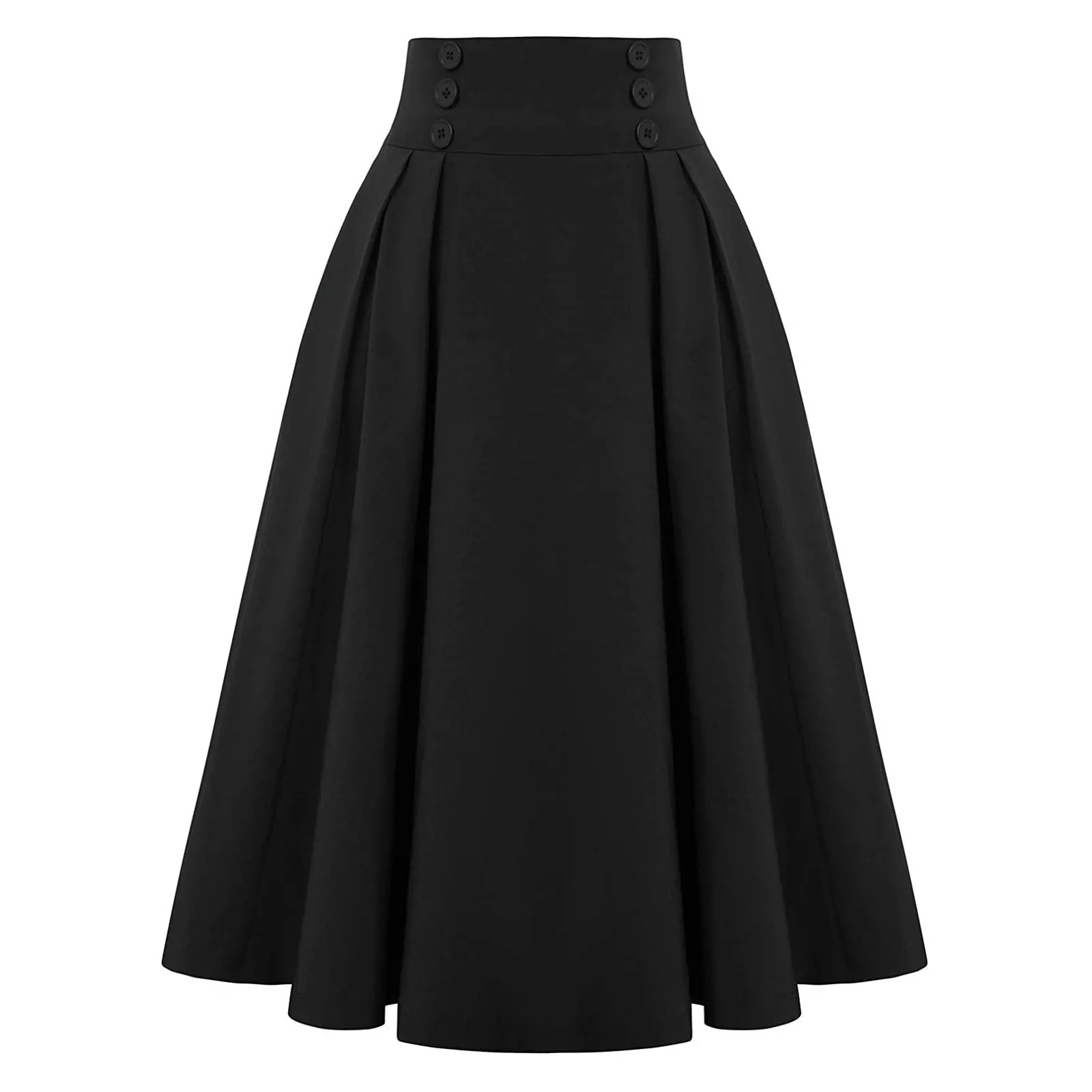 JAYCOSIN 2021 Spring Winter Vintage Skirt Women Casual A- Line Skirt With Pockets Elastic High Waist Long Pleated Skirts Female