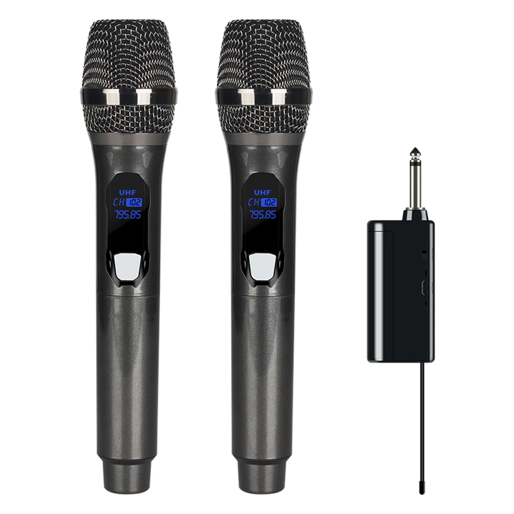 

2 Pcs UHF Wireless Microphone Dual Handheld Mic Rechargeable For Karaoke Church Live Performances Mic Strong Anti‑interference
