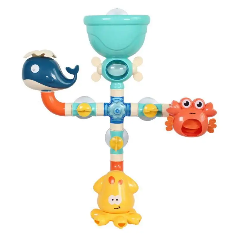 

Bath Toys for Toddlers Kids 1-5 Years Old Bathtub Toy Baby Bathing DIY Pipes Tubes with Spinning Waterfall Water Spout Color Box