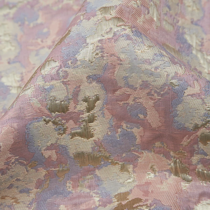 Розовые золотые фиолетовые жаккардовые ткани Текстиль для женщин Дамаск