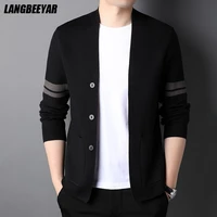 top grade new brand designer luxury fashion knit mens cardigan sweater korean casual plain trendy coats jacket men clothing