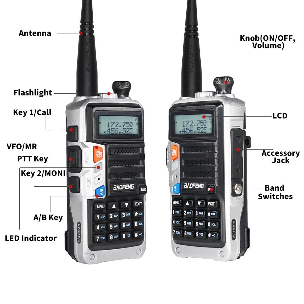 Tri-Band Two-way Radio BaoFeng UV5R Pro Walkie Talkie 8W Powerful 220-260MHz HF FM Transceiver UV 5R Upgrade Portable Ham Radio