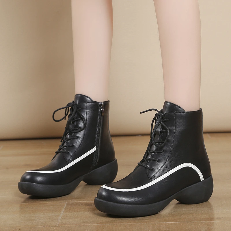 

Short Boots Women's 2022 Autumn and Winter New Thick Bottom Versatile Comfortable Round Head Fashion Boots Women's Leather Boots