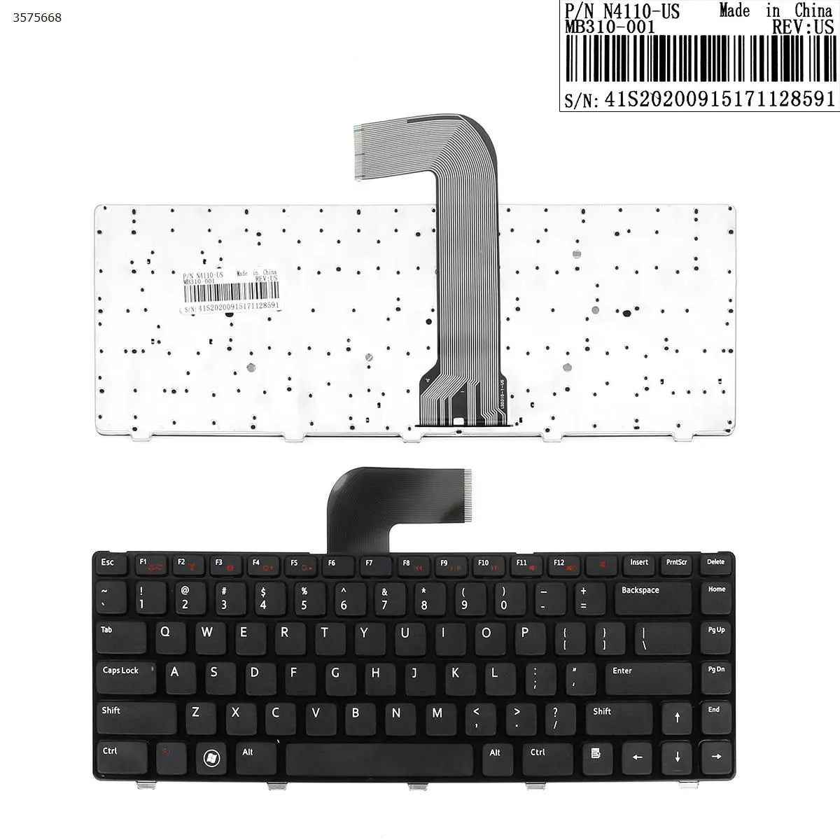 

US Laptop Keyboard for DELL XPS L502 15 L502x New Inspiron 14R/Inspiron N4110 M4110 N4050 M4040 N411Z GLOSSY FRAME BLACK