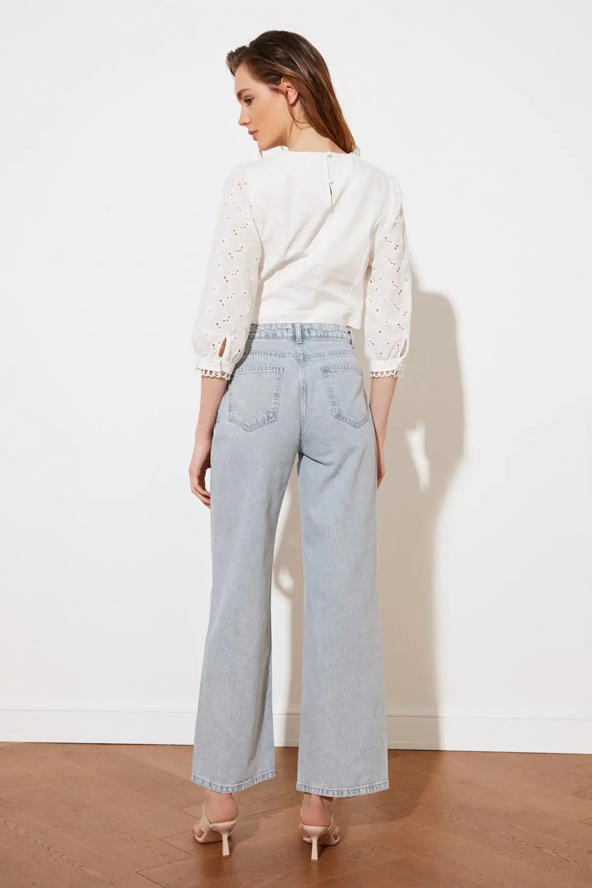 

Gray Wash Effect High Waist Wide Leg Jeans Women Jeans 2021 Fashion