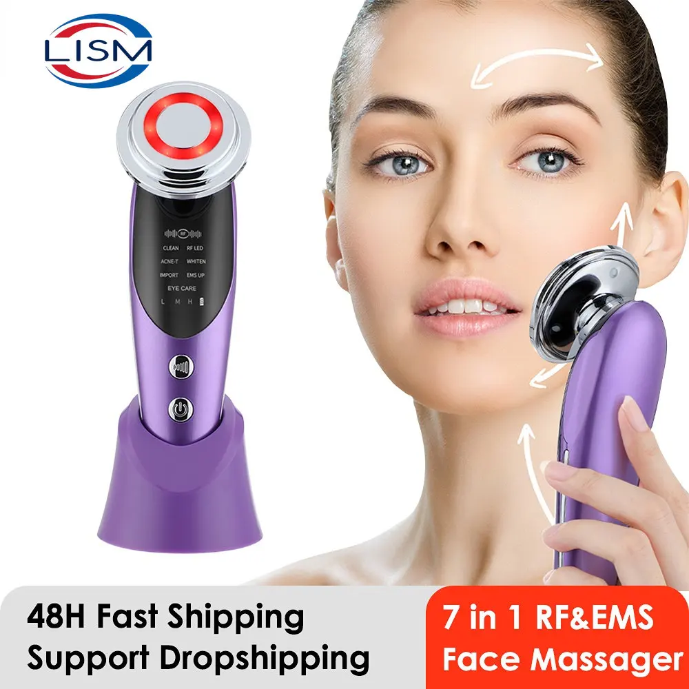 7 in 1 Face Lift Devices EMS RF Microcurrent Skin Rejuvenation Facial Massager Light Therapy Anti Aging Wrinkle Beauty Apparatus