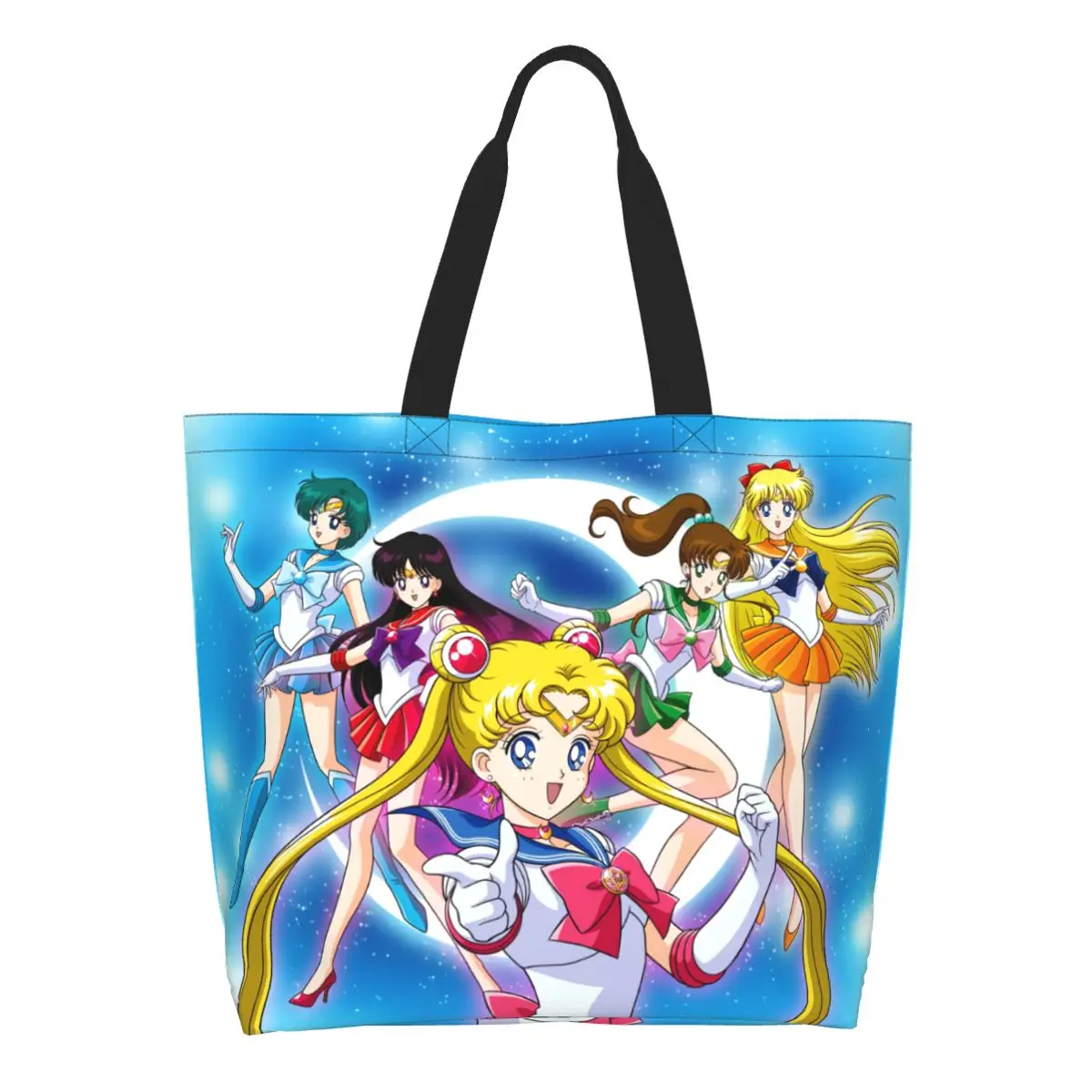 

Fashion Print Japanese Shojo Sailor Manga Shopping Tote Bag Recycling Canvas Shopper Shoulder Anime Moon Girl Handbag
