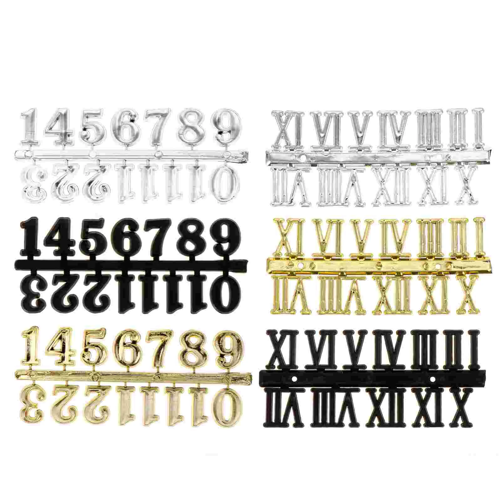 

6 Pcs Wall Clock Accessories Repairing DIY Numerals Hanging Digital Clocks Replacement Number Alphabet Stickers Roman Parts