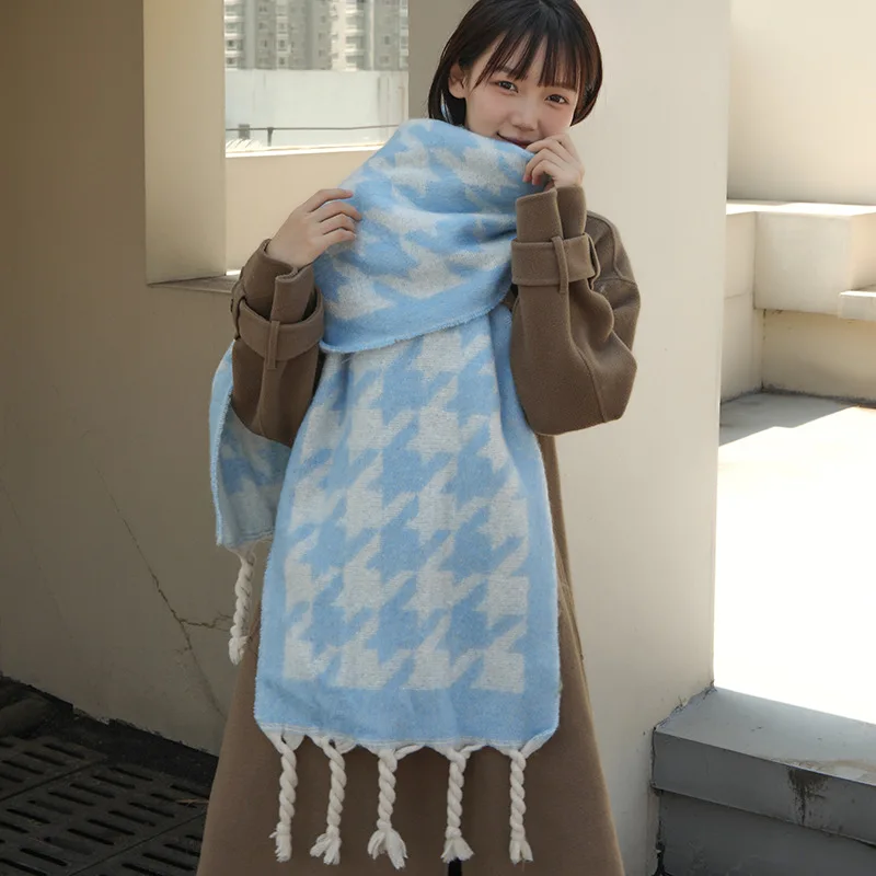 

Winter 2022 New Qianniao Jacquard Cashmere like Women's Scarf Hand Rubbing Brushing Thickening Warmth Keeping Wrapped with Shawl