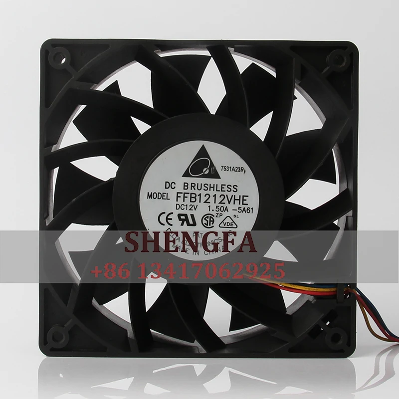 Вентилятор охлаждения DELTA FFB1212VHE, постоянный ток 12 В, 120 А, EC, переменный ток, 120x12038x38 мм, 12 см, ШИМ, контроль скорости, центробежная Вентиляция с осевым потоком