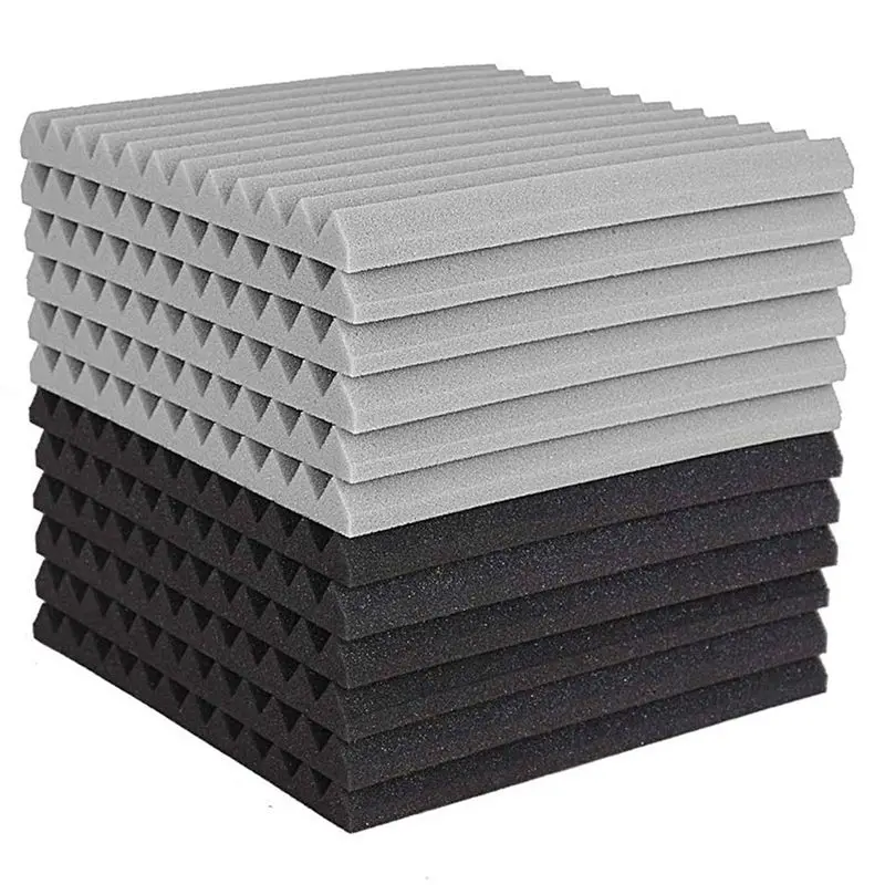 Фото Акустические панели KYCOR-60 шт., звукопоглощающие клиновидные плиты для студии, пирамидальные звукоизоляционные стеновые панели 2.5X30x30см №1