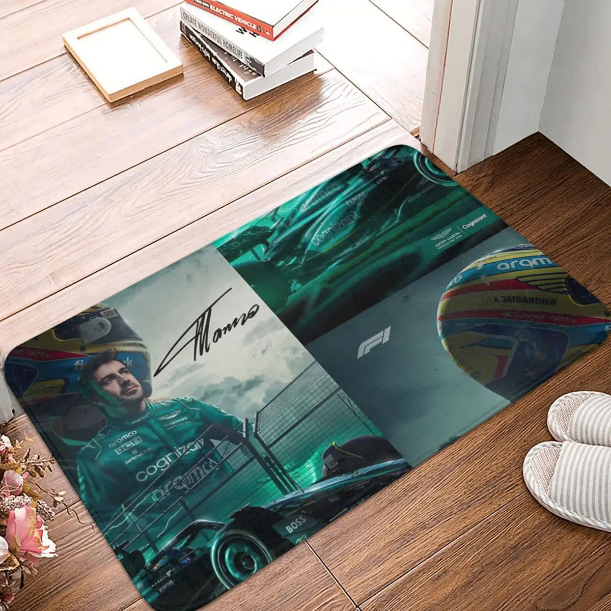 Aston Martin F1 Alonso 14 Противоскользящий напольный коврик водонепроницаемый