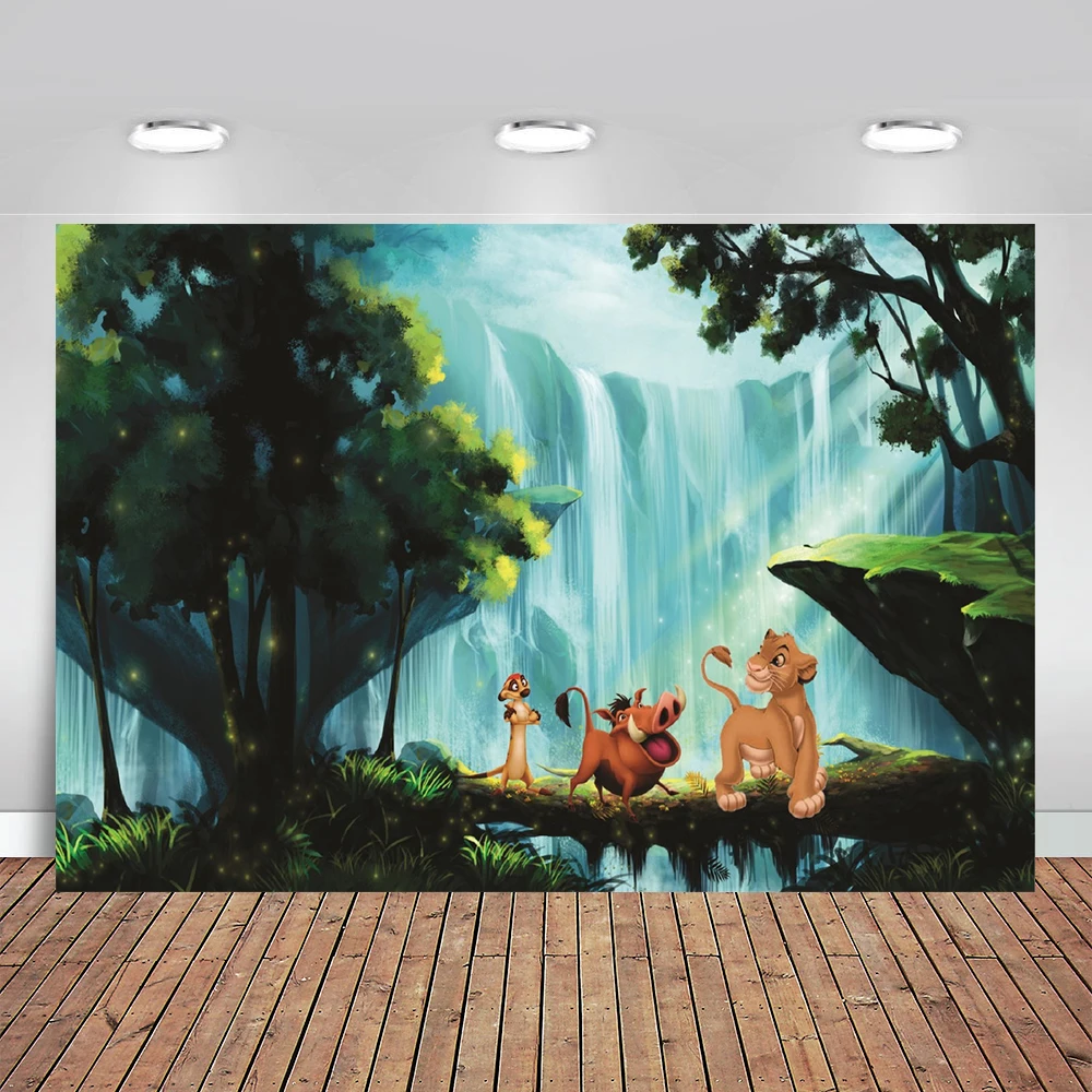 

Disney Simba Lion King Custom Backdrop Forest Kids Birthday Party Photo Background Sunset Baby Shower Banner Poster Cartoon