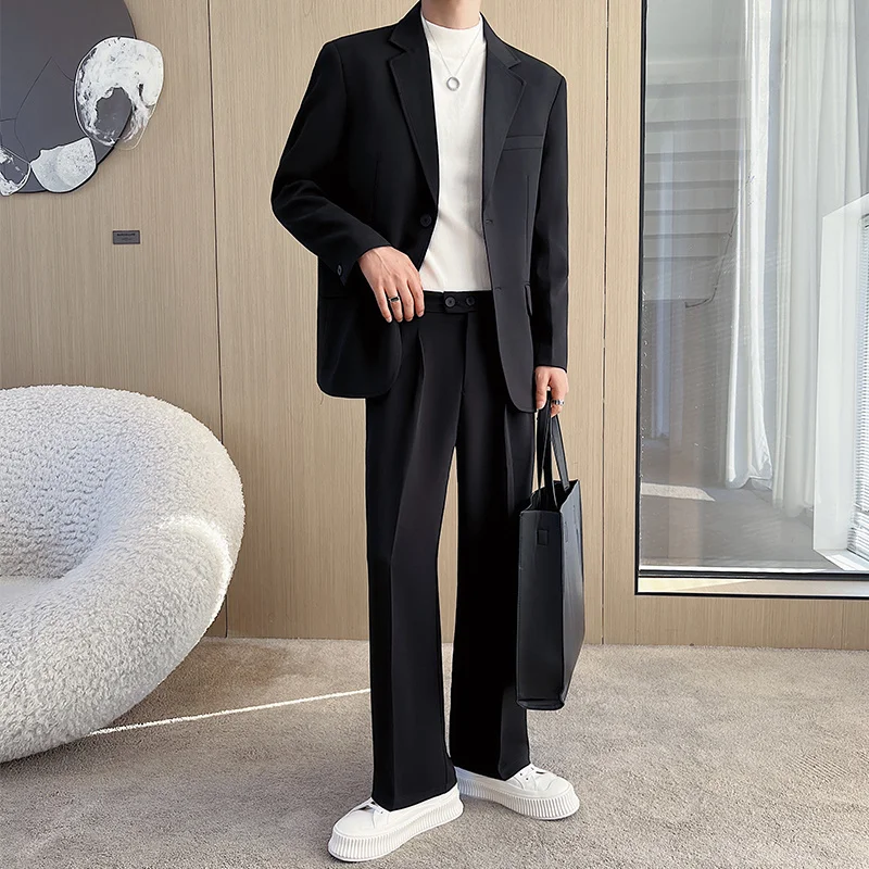 

Костюм мужской повседневный, Блейзер/брюки, приталенный деловой, формальный комплект в Корейском стиле, модный офисный, 3 цвета
