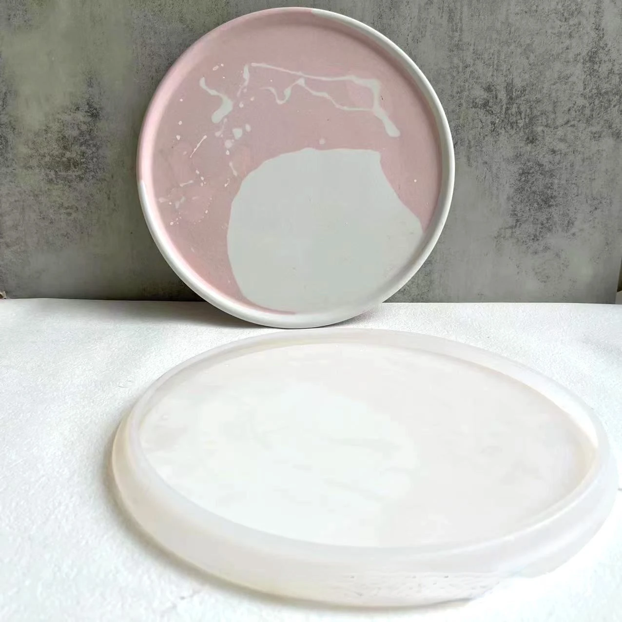 Large Tray Silicone Mold Round Cement Concrete Storage Tray Mould Handmade Resin Dish Plate Making Craft Molds Casting Molds