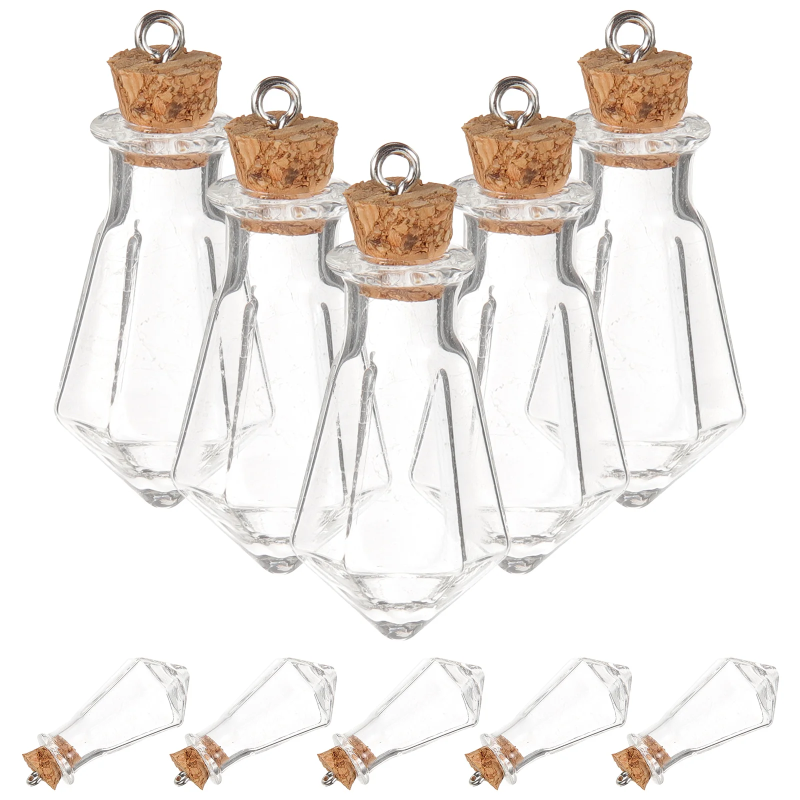 

10 шт. стеклянная крышка контейнера, мини-бутылки, маленькие банки для желаний, Erlenmeyer миниатюрная пробка Flask