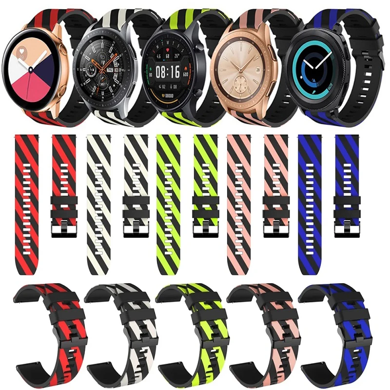 

20mm 22mm Silicona watchstrap for Samsung Galaxy Watch 4 /4 classic 46mm42mm44 mm/active 2/44 Gear s3 Frontier/S2/Huawei GT 2/2E