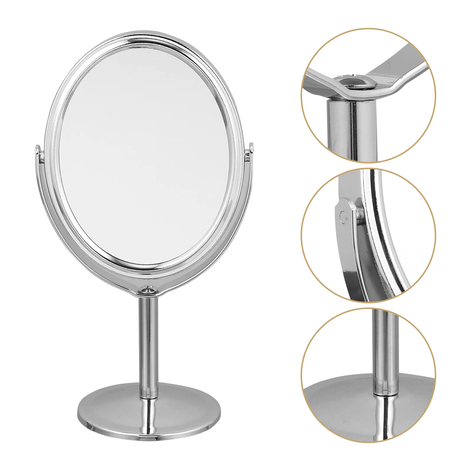 

Desktop Makeup Mirror Double-Sided Rotating Magnifying Mirror (Silver)