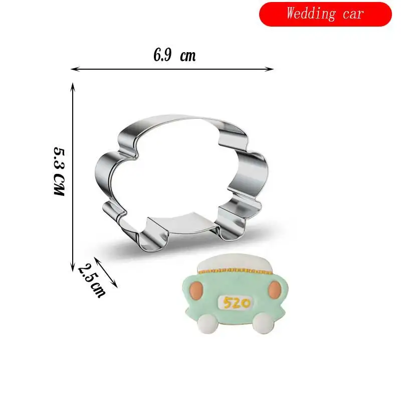 

Cake Pastry Mould Baking Tools Stainless Steel Metal Valentine's Day Valentine's Wedding Car Cookies Cutter Cake Mold Sweet Love