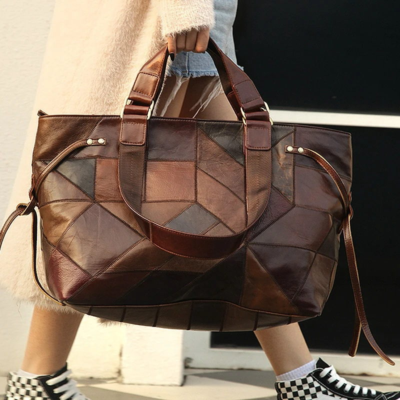 

New in Big Bag for Women Genuine Leather Shoulder Bag Vintage Luxury Cowhide Handbag Large Capacity Tote Bag