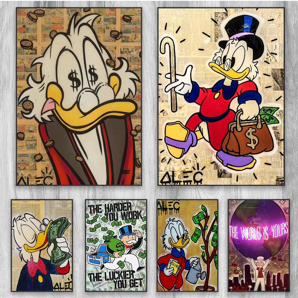 Плакат McDuck с запахом и деньгами Дисней Дональд Дак успешные принты мультяшная