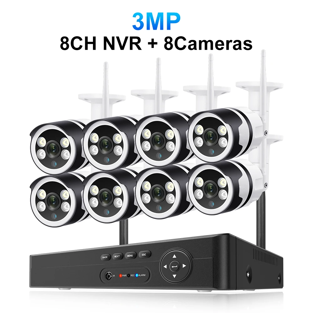 

8 каналов 3 МП 5 МП Видеонаблюдение Беспроводная система PTZ Камера безопасности автоматически отслеживает 2 аудио ONVIF