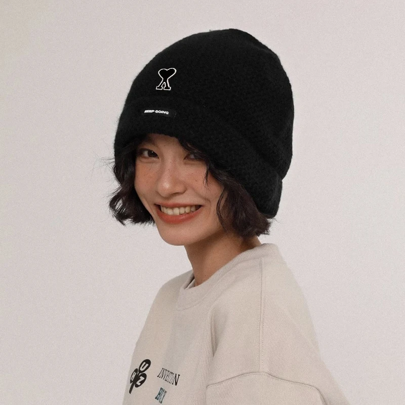 [Официальный сайт на складе] AMI Huihyn Шерстяная вязаная шапка для женщин осень и