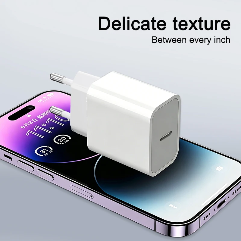 Фото Зарядное устройство USB-C 20 Вт для Apple, кабель быстрой зарядки PD Type-C для iPhone 13, 14, 11, 12, 17, 16, 15 Pro Max, сетевой адаптер для телефона №3