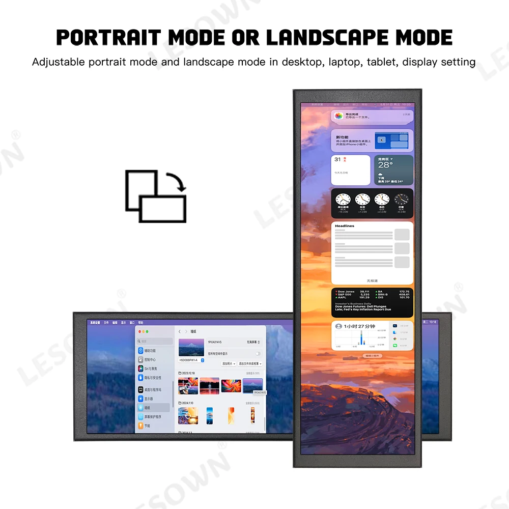 LESOWN 7 84-дюймовый растянутый экран с экраном 400x1280 IPS HDMI 500 кд/м2 высокая яркость