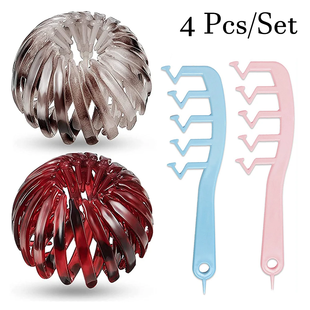 

Plastic Resin Hair Clip Crystal Elastic Hair Accessory Ponytail Hair Clip Crystal Bird's Nest Hairpin Ladies Hairbrush Set