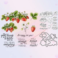 spring sweety strawberry cutting dies clear stamp diy scrapbooking crafts metal dies and silicone stamps for cards album decor