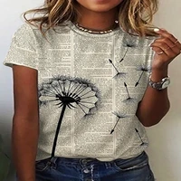 sunflower flower theme fashion womens clothing round neck floral 3d printing womens t shirt new