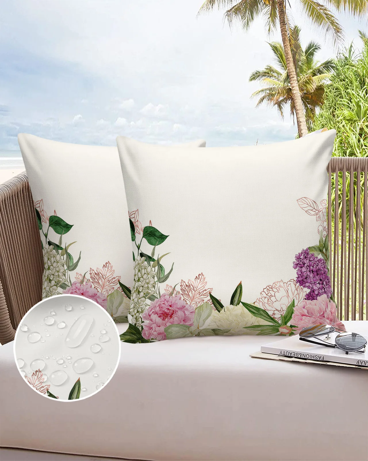 Lush Peonies And Roses Pillowcase Sofa Cushion Cover Waterpr
