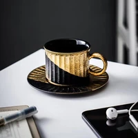 new black gold electroplated nordic mug ceramic hhome office afternoon tea creative simple set coffee cup and saucer