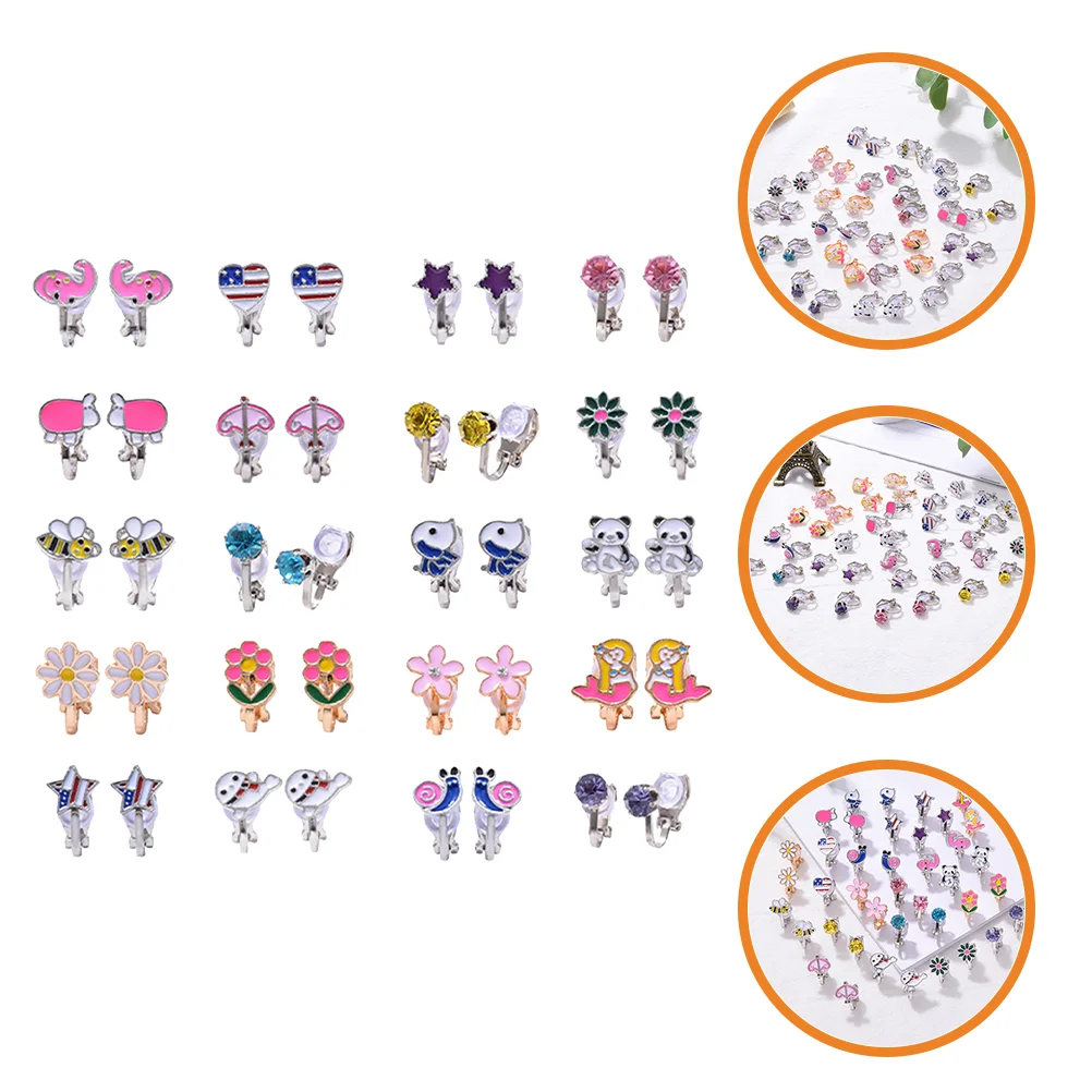 

20 Pairs Flower Earring Set Accessories Cute Non- Earrings Alloy Jewelry Decoration