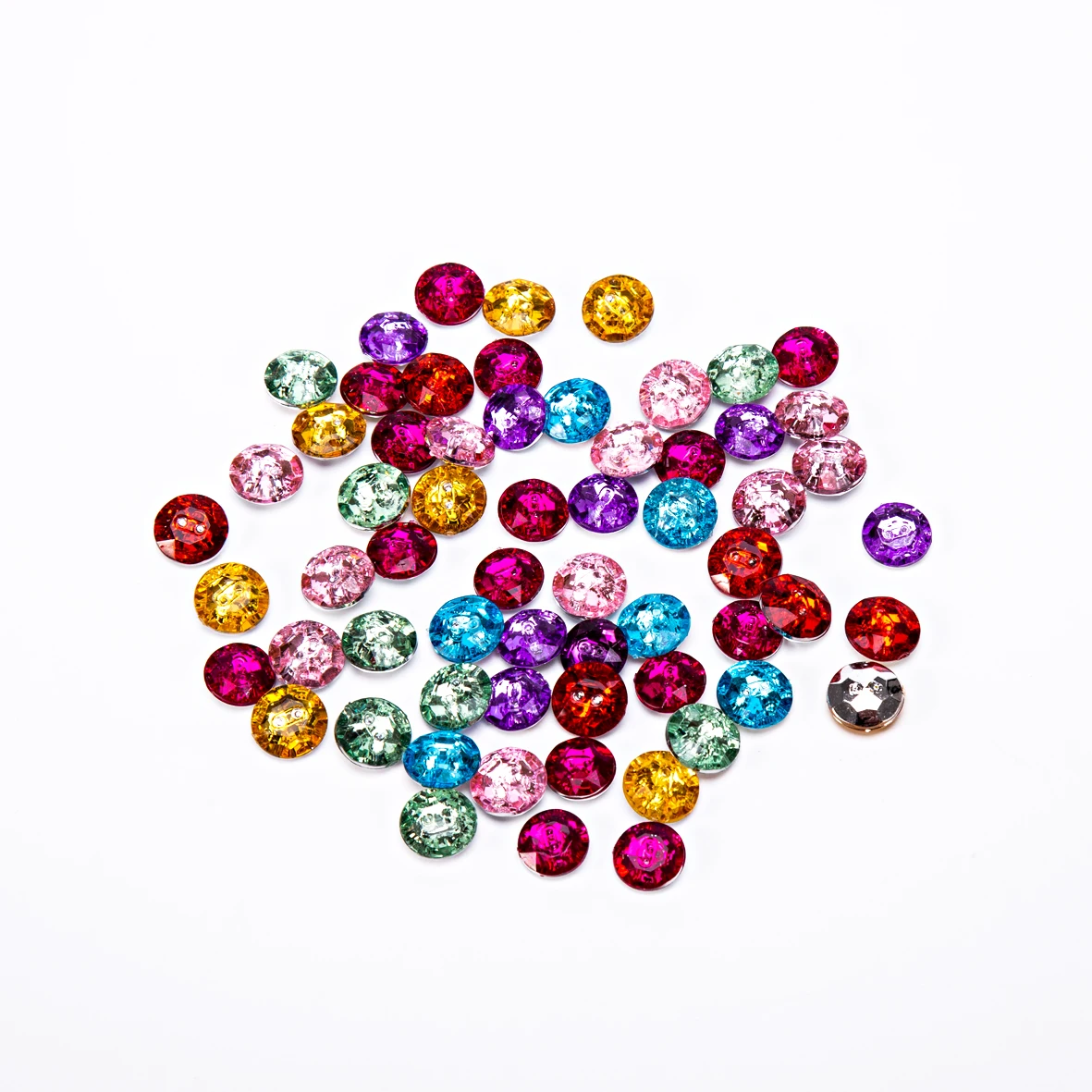 

100pcs 11mm Acrylic Transparent Crystal Buttons Sewing 2 Holes Round Accessories Shiny Button For Cardmaking Scrapbooking