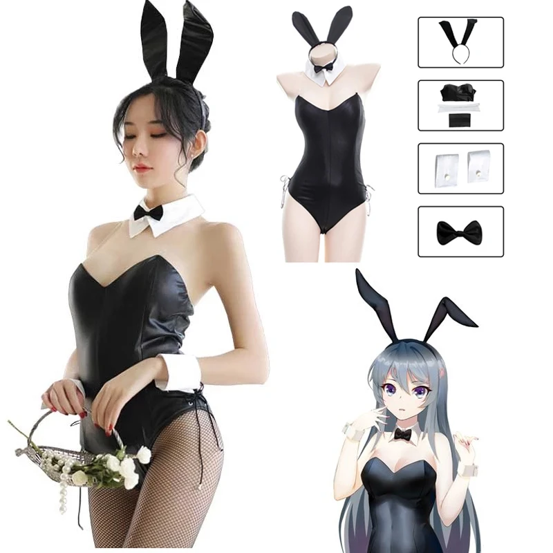 

Sexy Bunny Girl Faux Leather Material Rabbit Woman Set Halloween Costume for Girls Sexy Cute Bunny Faux Leather Rabbit Costume