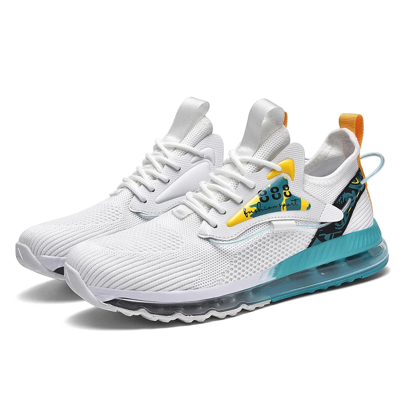 Full Air Cushion Sneakers for Men Large Size 39-48 Mesh Running Sports Shoes Comfortable Lace-up Tenis Masculino Free Shipping