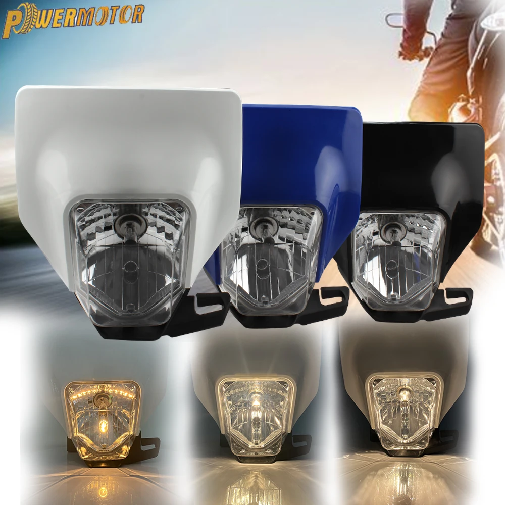

Motorcycle White Headlight Headlamp Head Light Lamp Supermoto Fairing For HUSQVARNA FE TE 2018 17 MX Dirt Bike Enduro