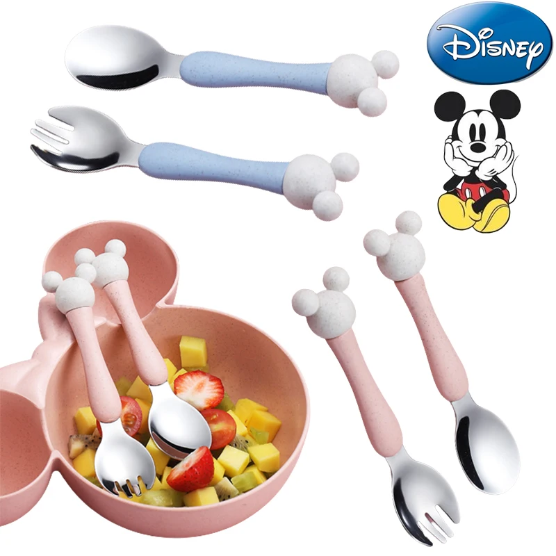 Набор столовой посуды из нержавеющей стали с ложкой и вилкой мультфильма Микки