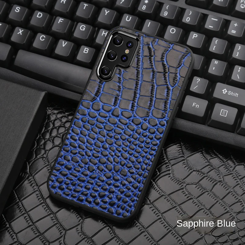 original genuine leather phone case for samsung galaxy s22 ultra plus s21 s20 crocodile alligator skin pattern full back cover free global shipping