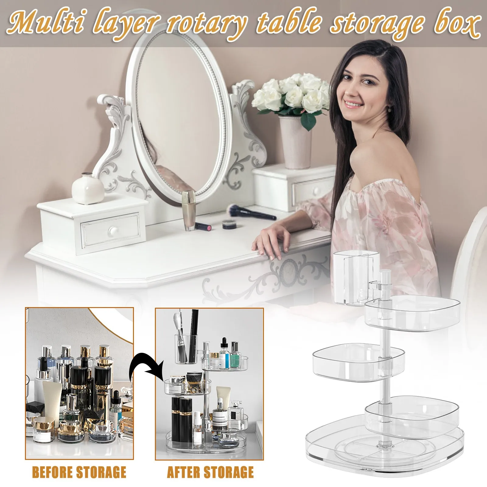 

5 Layers Jewelry Storage Rack Multilayer Simple Display Storage Up and Down Adjustable Dresser Holder Storage Shelf #40