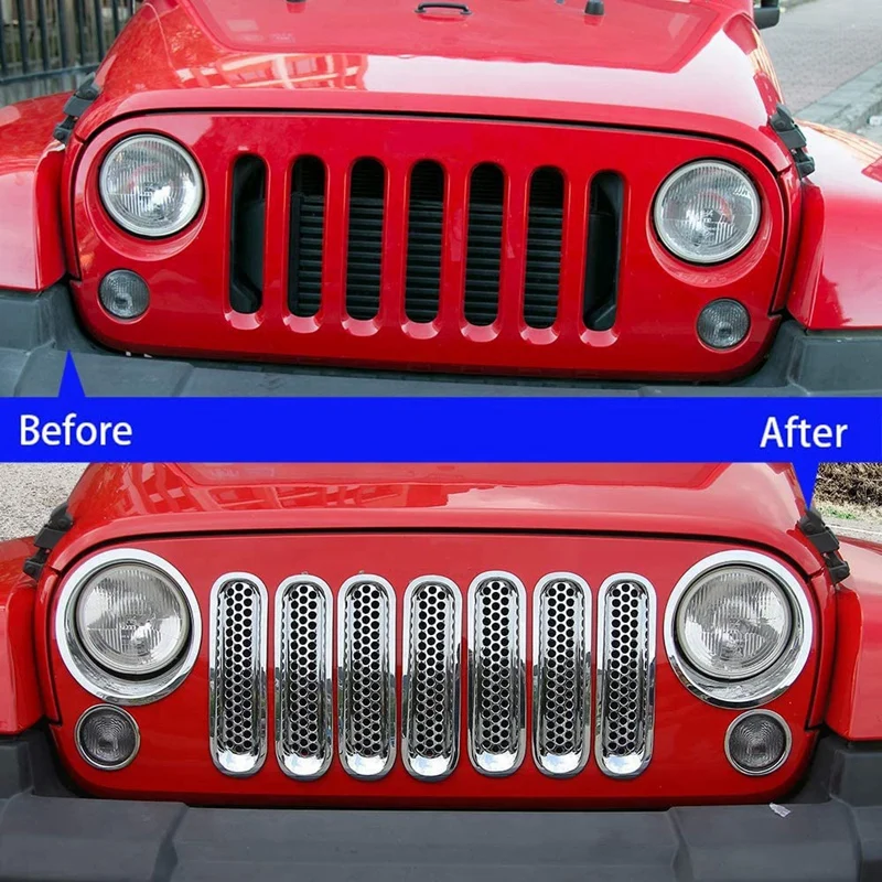 Сетчатые вставки для переднего гриля Зажимная решетка Jeep Wrangler JK JKU Unlimited Rubicon Sahara