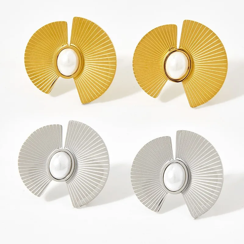 Женские серьги-гвоздики из нержавеющей стали с искусственным жемчугом