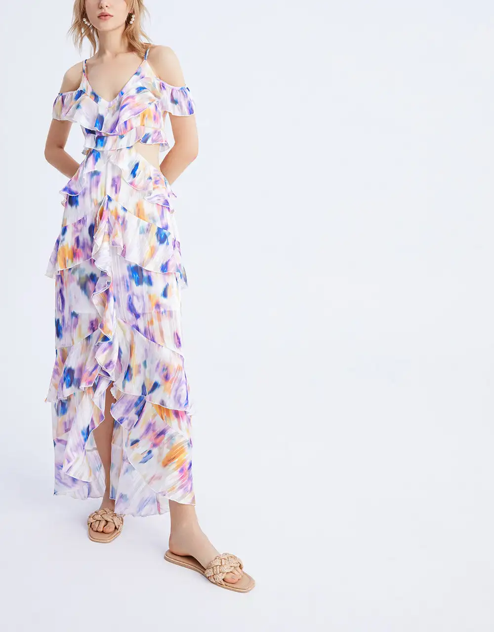 

Cut Out Tiered Ruffle Hem Cami Dress