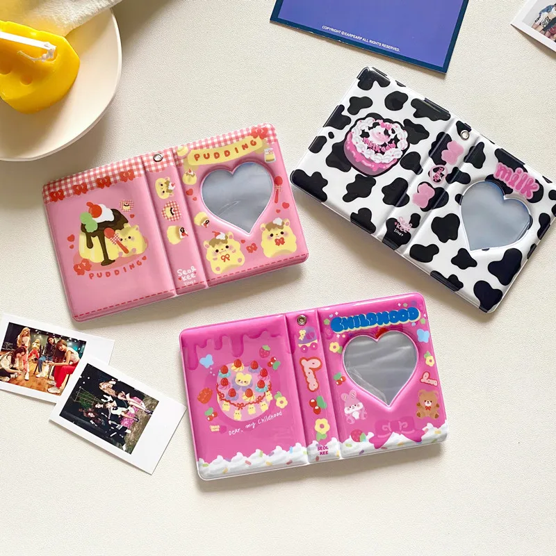 

Kawaii Bear photo album 3 Inch 40 Pockets Korean Idol Pictures Storage Book Love Heart Hollow Kpop Polaroid album Collect Book