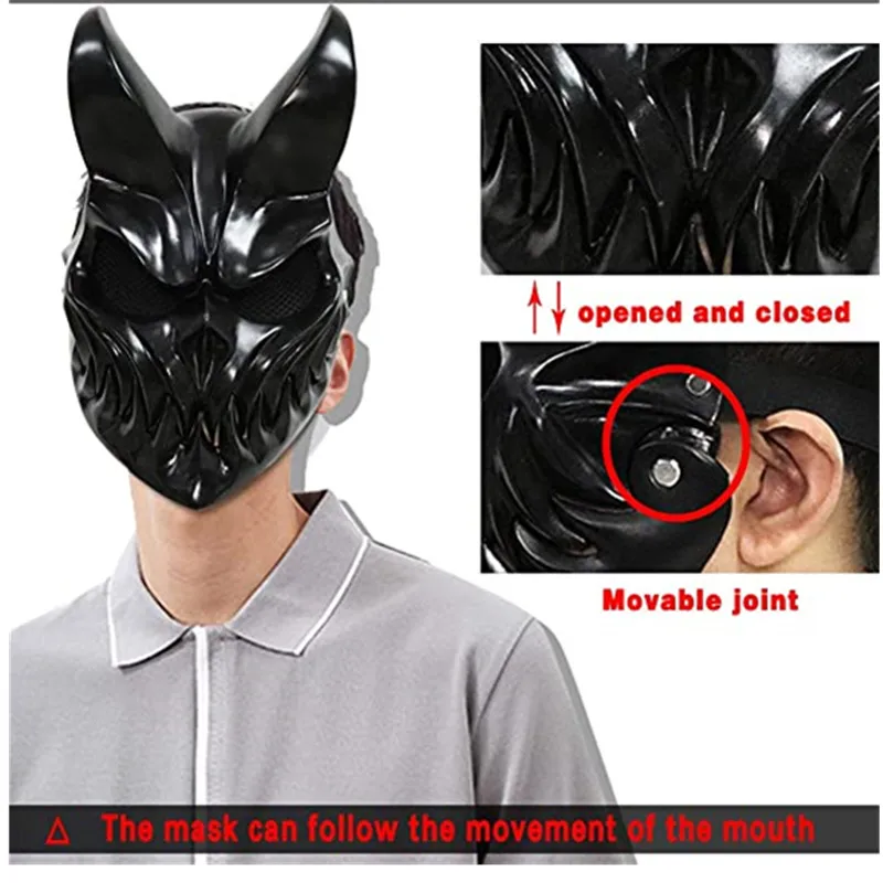 Булекс Хэллоуин Демон Маска Смола Резня Чтобы Предотвратить Ребенка Тьмы Рот Может Перемещать Маски Дэткор Бэнд Косплей Аксессуар